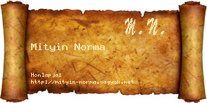 Mityin Norma névjegykártya